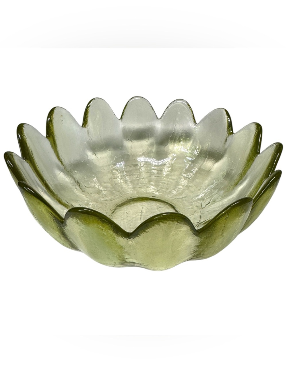 Large Blenko glass  vintage lotus 14 petals bowl